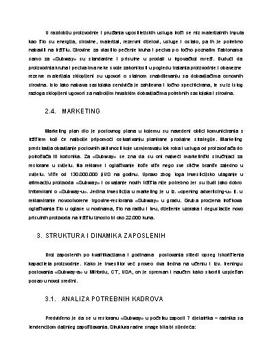 Primjer poslovnog plana - Investicijski projekt