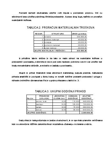 Primjer poslovnog plana - Investicijski projekt