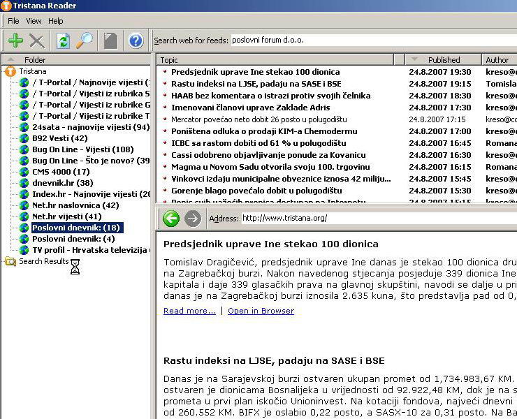 Tristana free RSS news reader