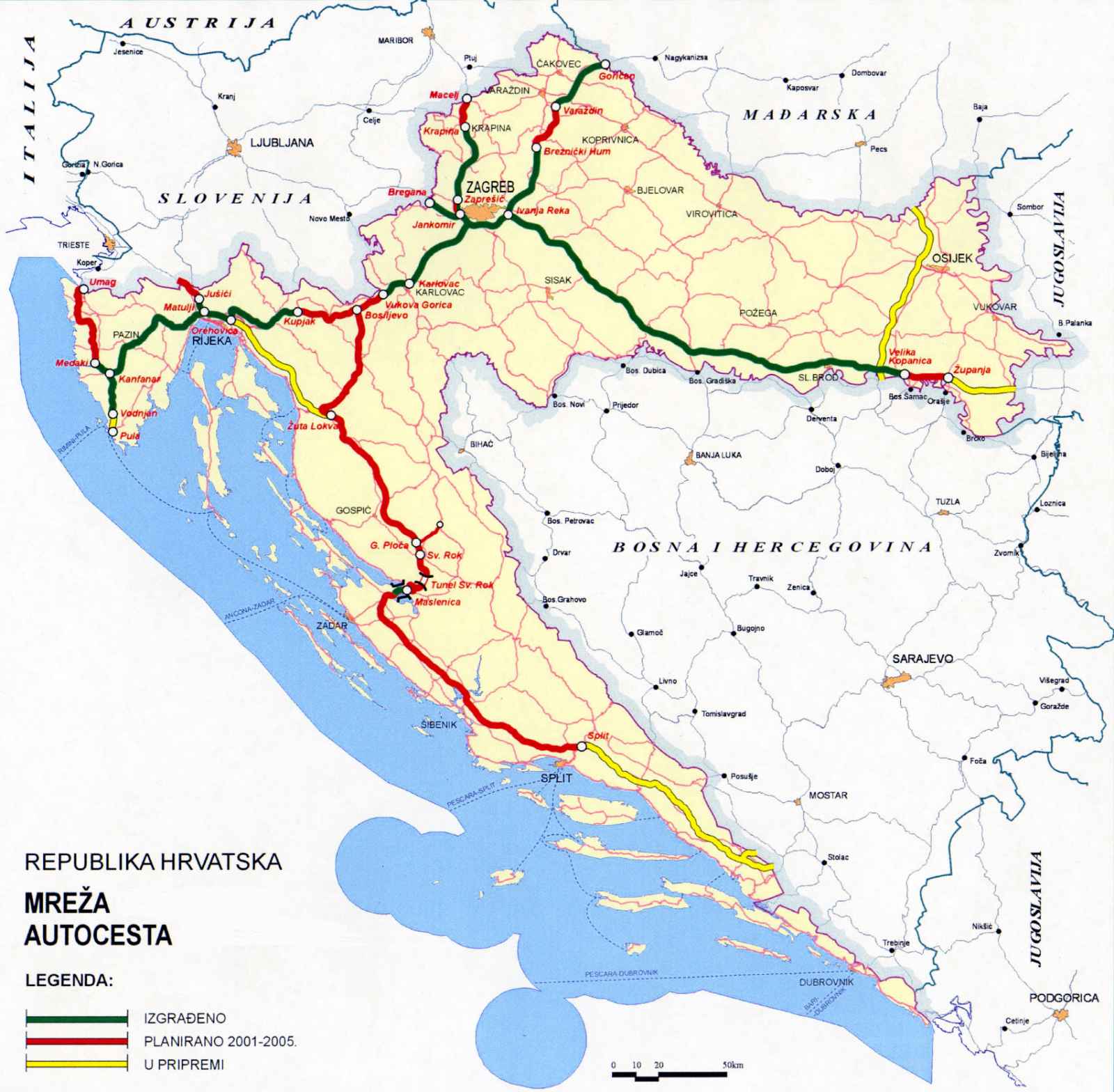 auto karta split CESTE   HRVATSKE AUTOCESTE   AUTOKARTA HRVATSKE auto karta split